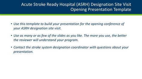 Ppt Acute Stroke Ready Hospital Asrh Designation Site Visit Opening