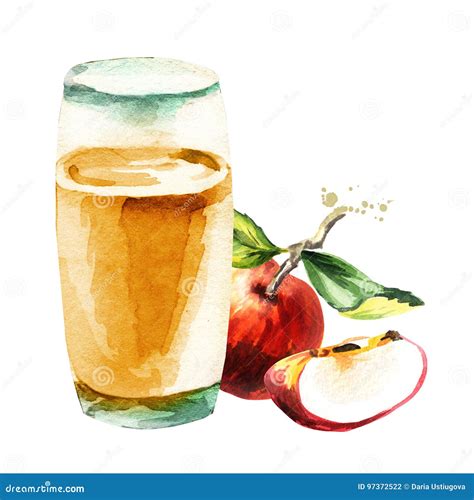 Apple Juice Watercolor Illustration Stock Illustration Illustration