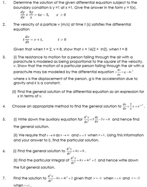 Solved 1 Determine The Solution Of The Given Differential