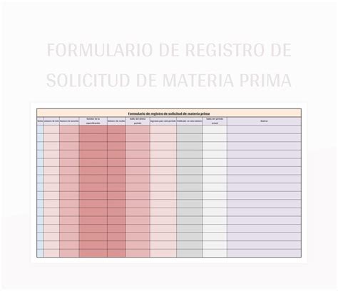 Plantilla De Formato Excel Formulario De Registro De Solicitud De