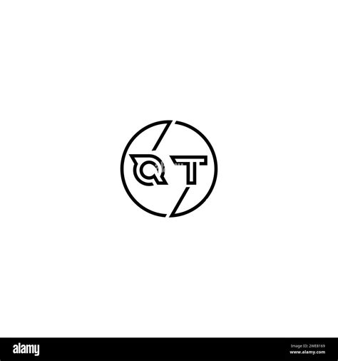 Qt Simple Outline Concept Logo And Circle Of Initial Design Black And