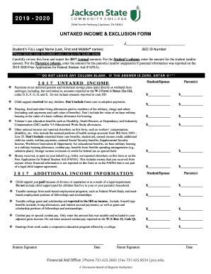 Fillable Online 19 20 UNTAXED INCOME EXCLUSION FORM Fax Email Print