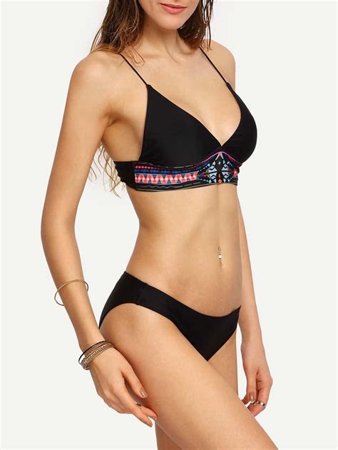 Tribal Print Crisscross Bikini Set SheIn Sheinside