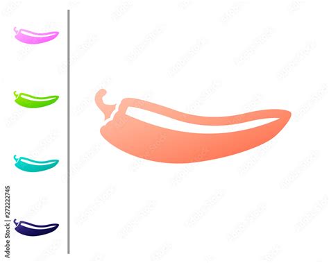 Coral Hot Chili Pepper Pod Icon Isolated On White Background Design For Grocery Culinary