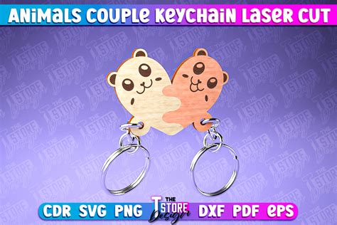 Animals Couple Keychain | Laser Cut SVG Graphic by The T Store Design ...