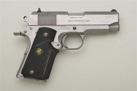 Colt Mk Iv Series 80 Semi Auto Officer’s Pistol 45 Cal 3 3 4” Barrel Stainless Steel Pachmayr