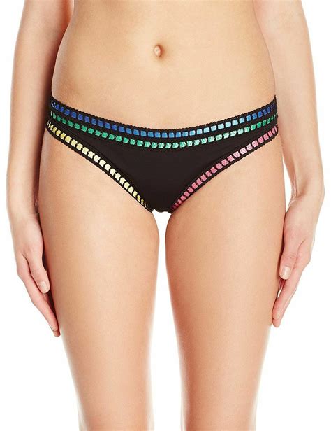 La Blanca Threading Along California Cut Hipster Bikini Bottom Black Size 8 Ebay