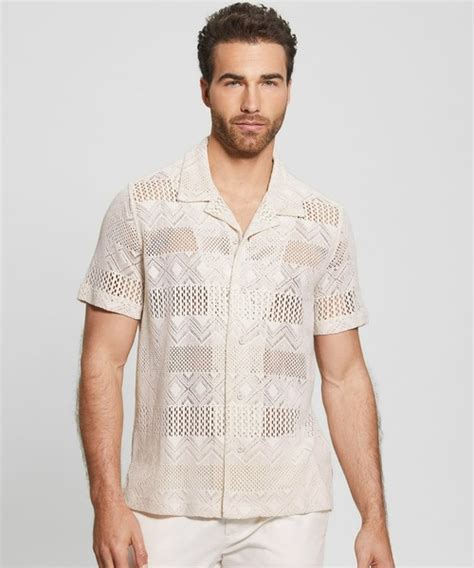 Guess Geometric Knit Crochet Shirt Wear