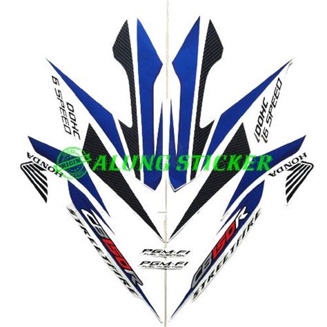 Jual STIKER STRIPING LIS LES BODY MOTOR HONDA CB150R 2014 PUTIH BIRU Di