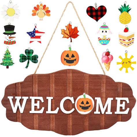 Buy Ourwarm Interchangeable Seasonal Welcome Sign Front Door Decor