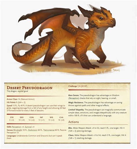 Desert Pseudodragon with original art! : DnDHomebrew | Dnd dragons, Dnd ...