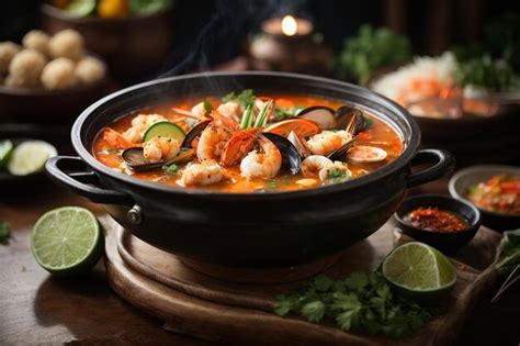 Premium Photo Tom Yum Mixed Seafood In Thick Soup Hot Pot Spicy Thai Food Ar C