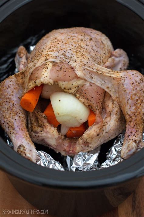 Crock Pot Roasted Chicken Recipe Is Fall Off The Bone Tender A Whole