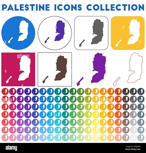 Palestine Icons Collection Bright Colourful Trendy Map Icons Modern