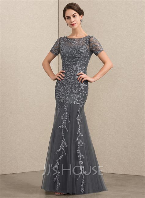 Trumpet Mermaid Scoop Neck Floor Length Tulle Lace Mother Of The Bride