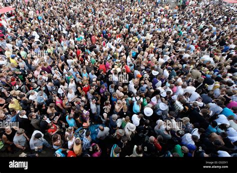 Dense Crowds Of Young People Causing A Jam At The Exit Of The Event