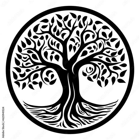 Yggdrasil Tree Vector Isolated On White Background Tree Of Life Vector Illustration Stock