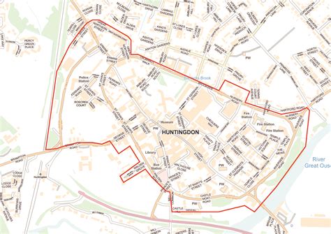 Huntingdon Town Centre Boundary Map Uk