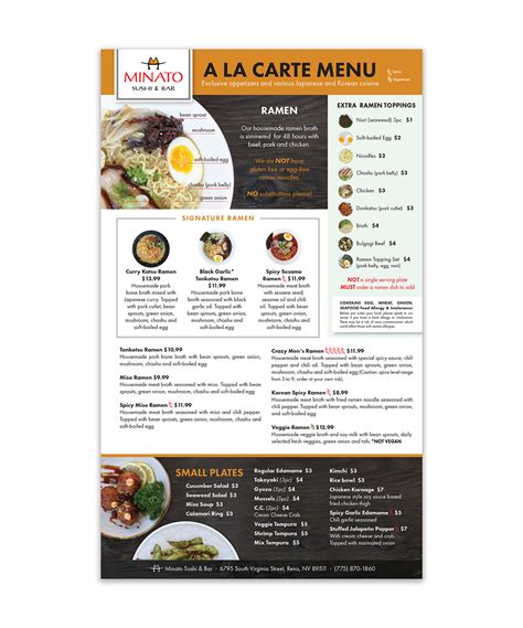 Minato A La Carte Menu Design + Food Photography :: Behance