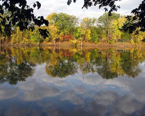 The Grand River, just downstream of Grand Rapids, Michigan in Autumn ...