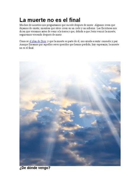 La Muerte No Es El Final | PDF | Muerte | Salvación 