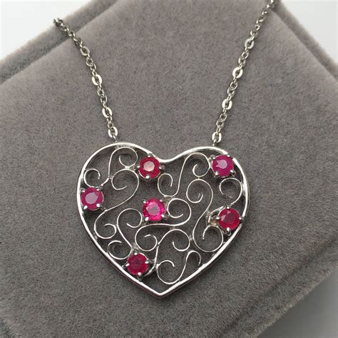 Ruby Necklace Burmese Ruby Heart Shaped Necklace sterling - Etsy