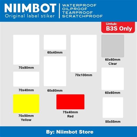 Thermal Label Stiker Niimbot B S Only White Transparent Color Sticker