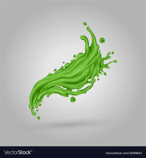 Green juice splash on a gray background Royalty Free Vector