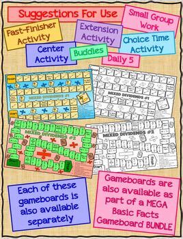 Math - Division Basic Facts Printable Gameboards BUNDLED - Math Games