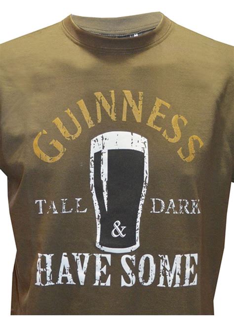 Mens Khaki Tall Dark And Have Some Guinness T Shirt Blarney