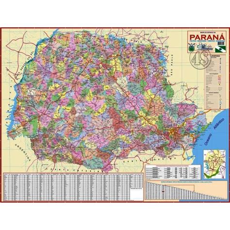 Mapa Estado Do Paraná Politico Gigante Submarino