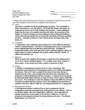 Fillable Online Intro Chem Okstate In Class Problem Set 2 Oklahoma