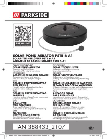 Parkside Pstb A Solar Pond Aerator Instruction Manual Manualzz