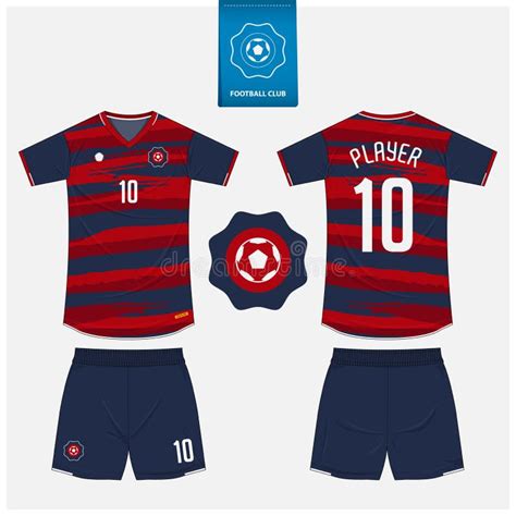 Red And Blue Soccer Jersey Or Football Kit Mockup Template Design For