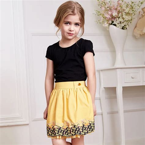 2015 new fashion little girls skirt lovely girls yellow mini skirts ...