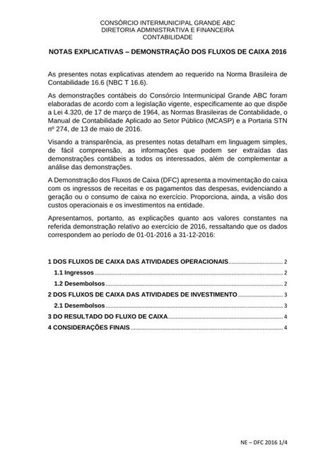 Pdf Notas Explicativas Demonstra O Dos Fluxos De Caixa Consorcioabc