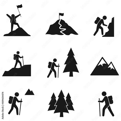 Hiking Icon Set Illustration Isolated Vector Sign Symbol Stock Vektorgrafik Adobe Stock