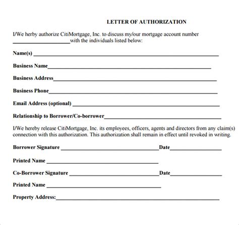 Free Sample Letter Of Authorization In Pdf Ms Word