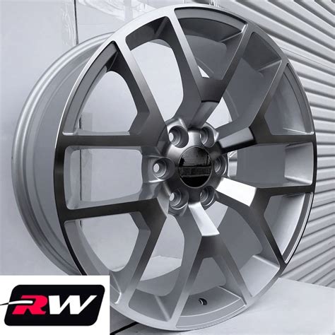 24 X10 Inch Chevy Tahoe Oe Replica Honeycomb Wheels Machined Silver