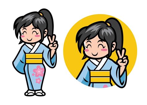 japan girl chibi mascot in set 22640942 Vector Art at Vecteezy