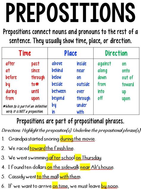 Printable Preposition List - Printable Word Searches