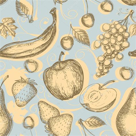 Vintage Fruits Seamless Pattern — Stock Vector © Danussa 6192567