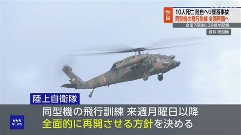 陸上自衛隊 墜落で10人死亡のヘリコプターの同型機 飛行訓練 来週以降に全面的再開へ 関係自治体に説明 Nhk 防衛省・自衛隊