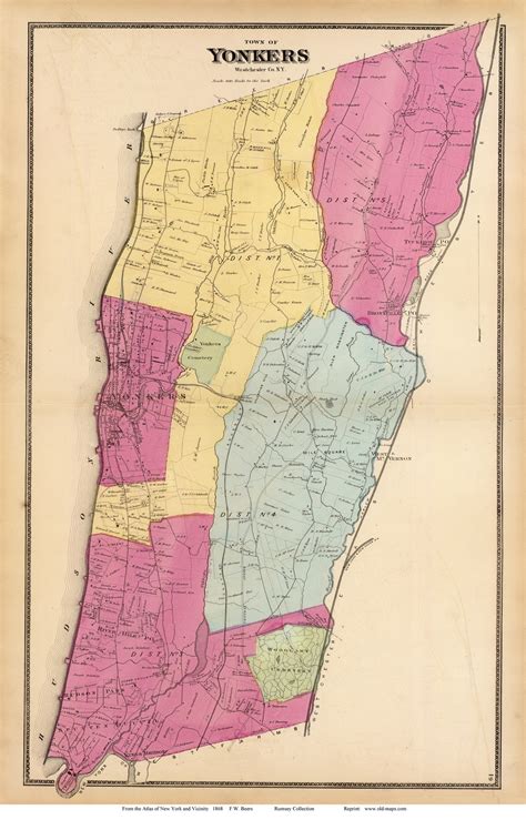 Yonkers New York Old Town Map Reprint Westchester Co Nyc