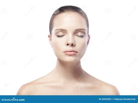 Beautiful Young Woman With Closed Eyes Isolated Stock Image Image Of