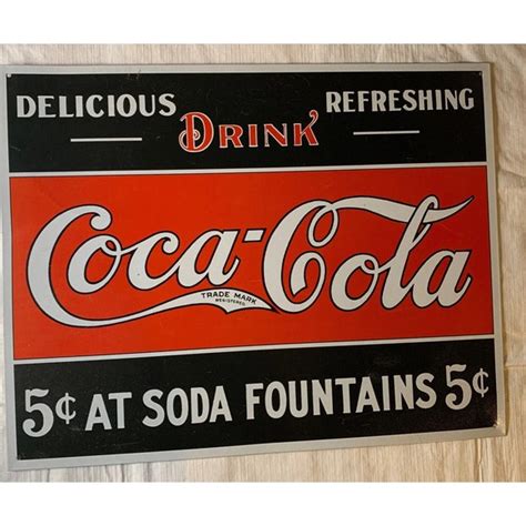 Coca Cola Wall Decor Coca Cola Sign Tin Metal Advertising 5 Cents