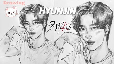 Drawing Hyunjin SKZ Drawing Timelapse Pencil Sketch Faces Rini8sh