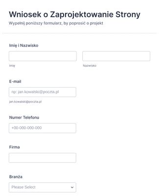 Formularz Wniosku O Zaprojektowanie Strony Szablon Formularza Jotform