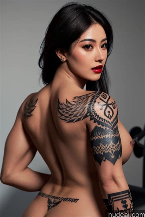 Nude AI Image For Arafed Woman With A Tattoo On Her Back And A Tattoo