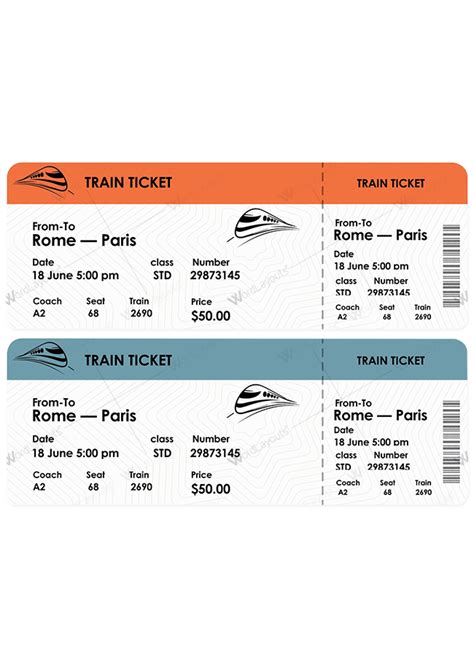 Train Ticket Template 02 - Word Layouts | Ticket template, Train ...